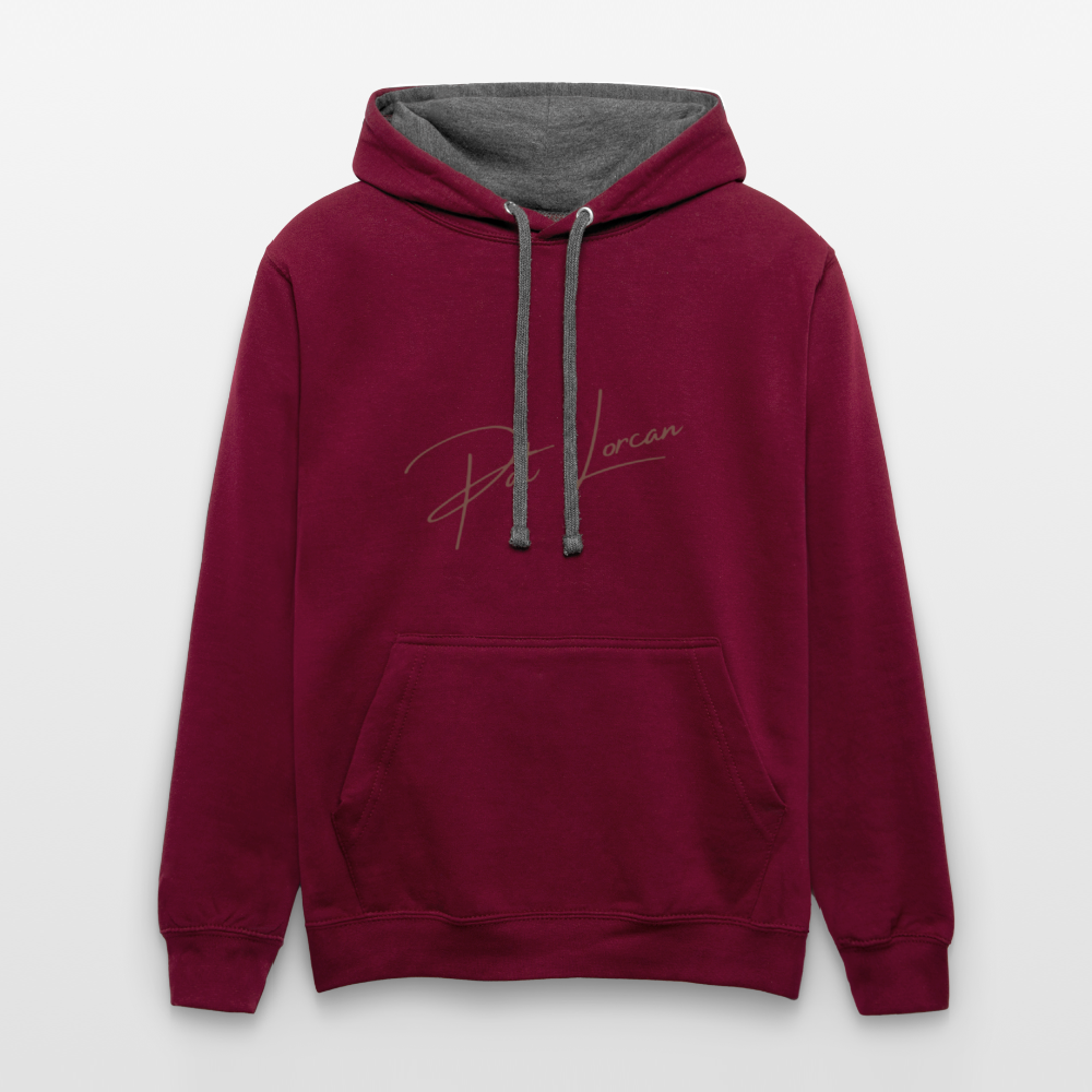 Pat Lorcan's Contrast Colour Hoodie - burgundy/charcoal