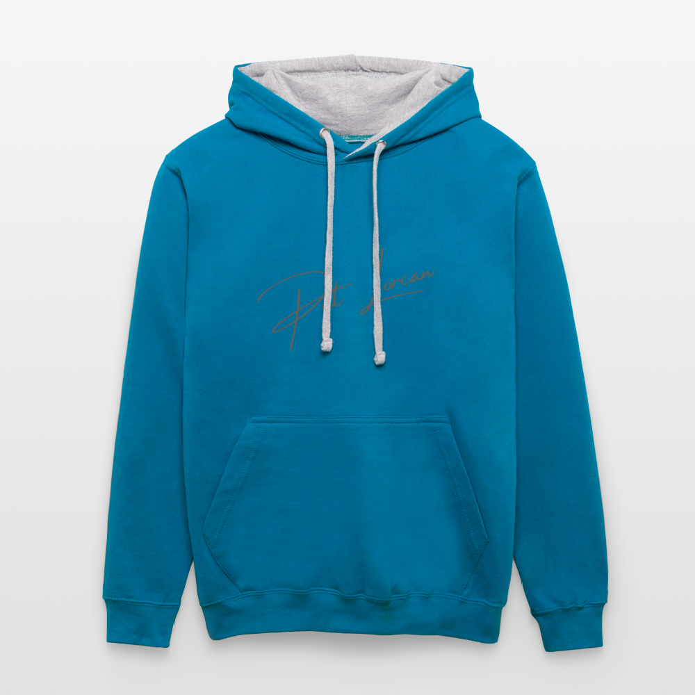 Pat Lorcan's Contrast Colour Hoodie - peacock blue/heather grey