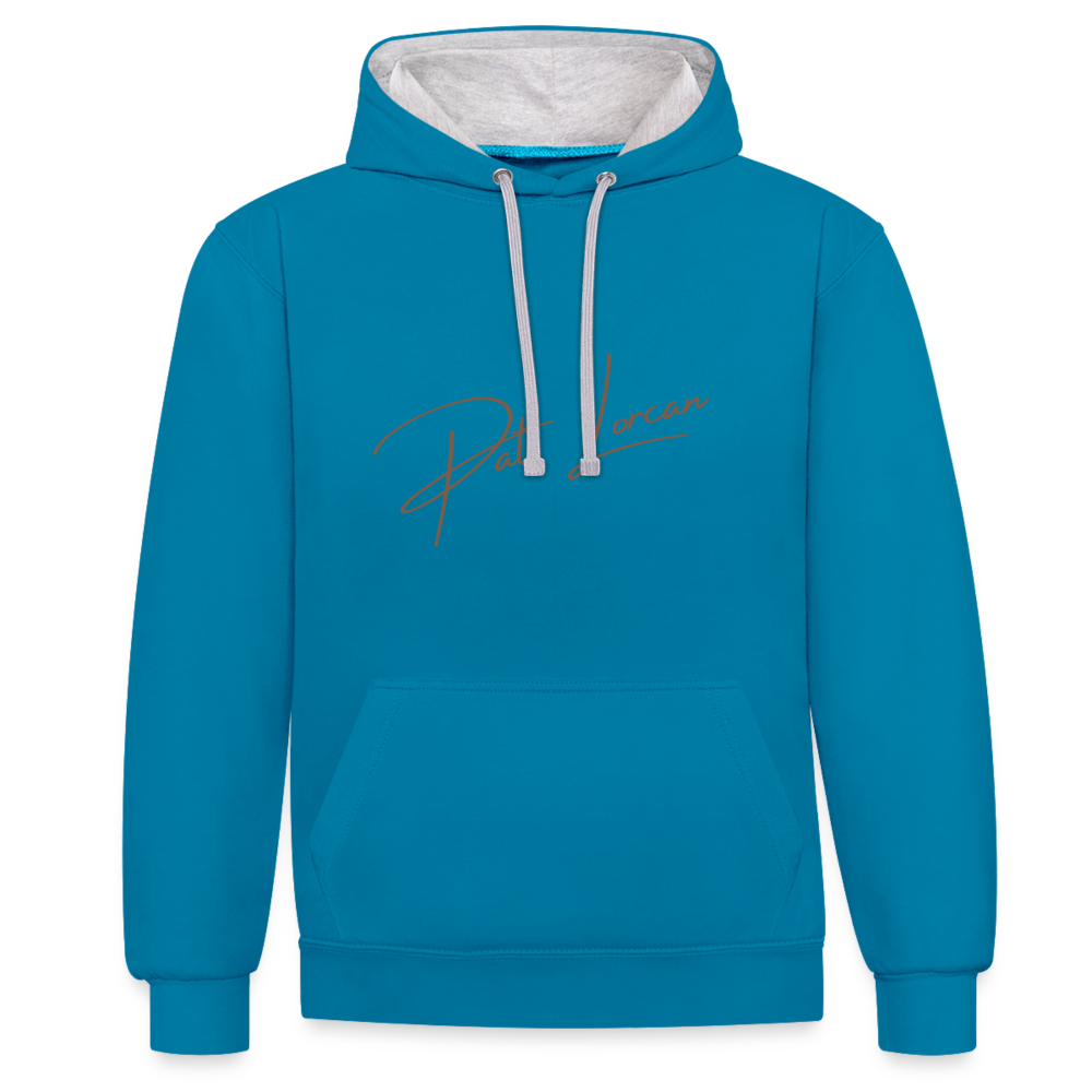 Pat Lorcan's Contrast Colour Hoodie - peacock blue/heather grey